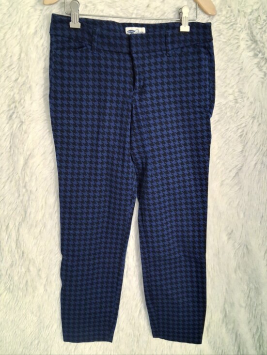 Old Navy Pants - Old Navy 4 Regular Blue And Black Houndstooth Pants